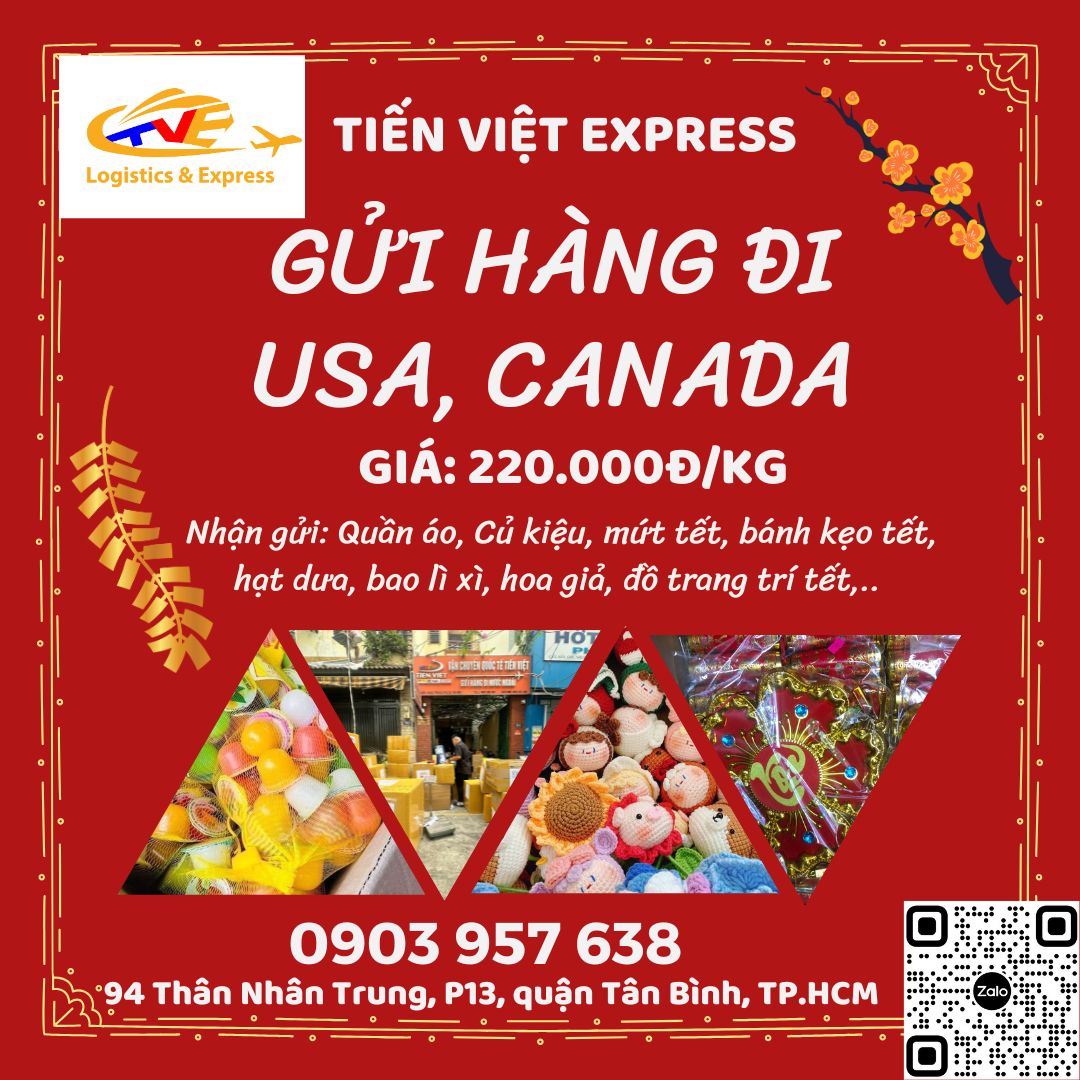 Gửi hàng đi USA,Canada Tiến Việt Express